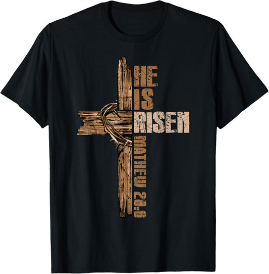 Easter Cross He Is Risen Jesus Christian Happy Easter Men T-Shirt