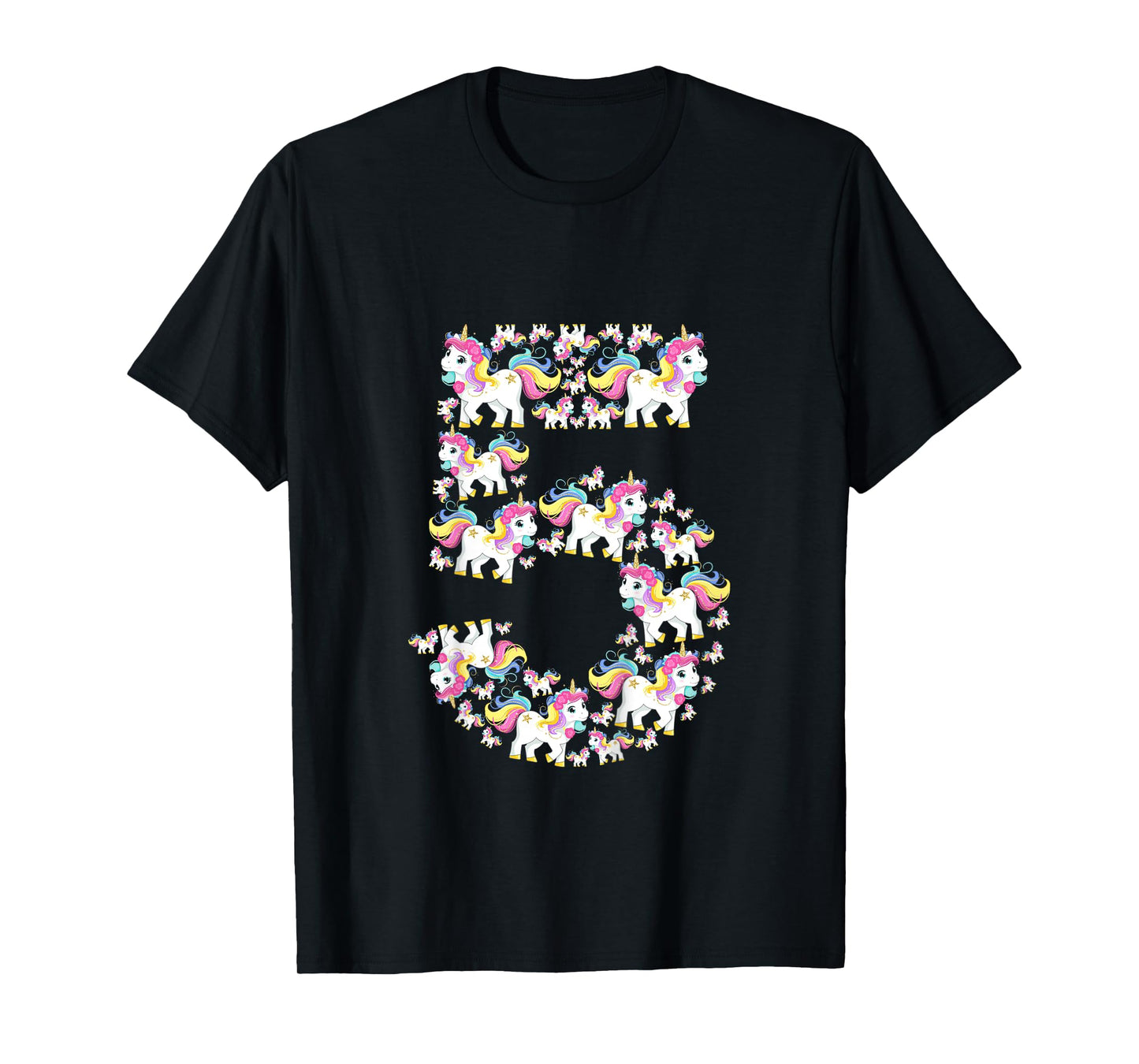 Unicorn 5th Birthday Kids Girls 5 Years Old Fifth Five T-Shirt