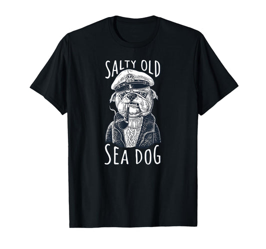 Maritime Dog Salty Old Sea Dog Capitain Nautical Men Women Girls Kids T-Shirt