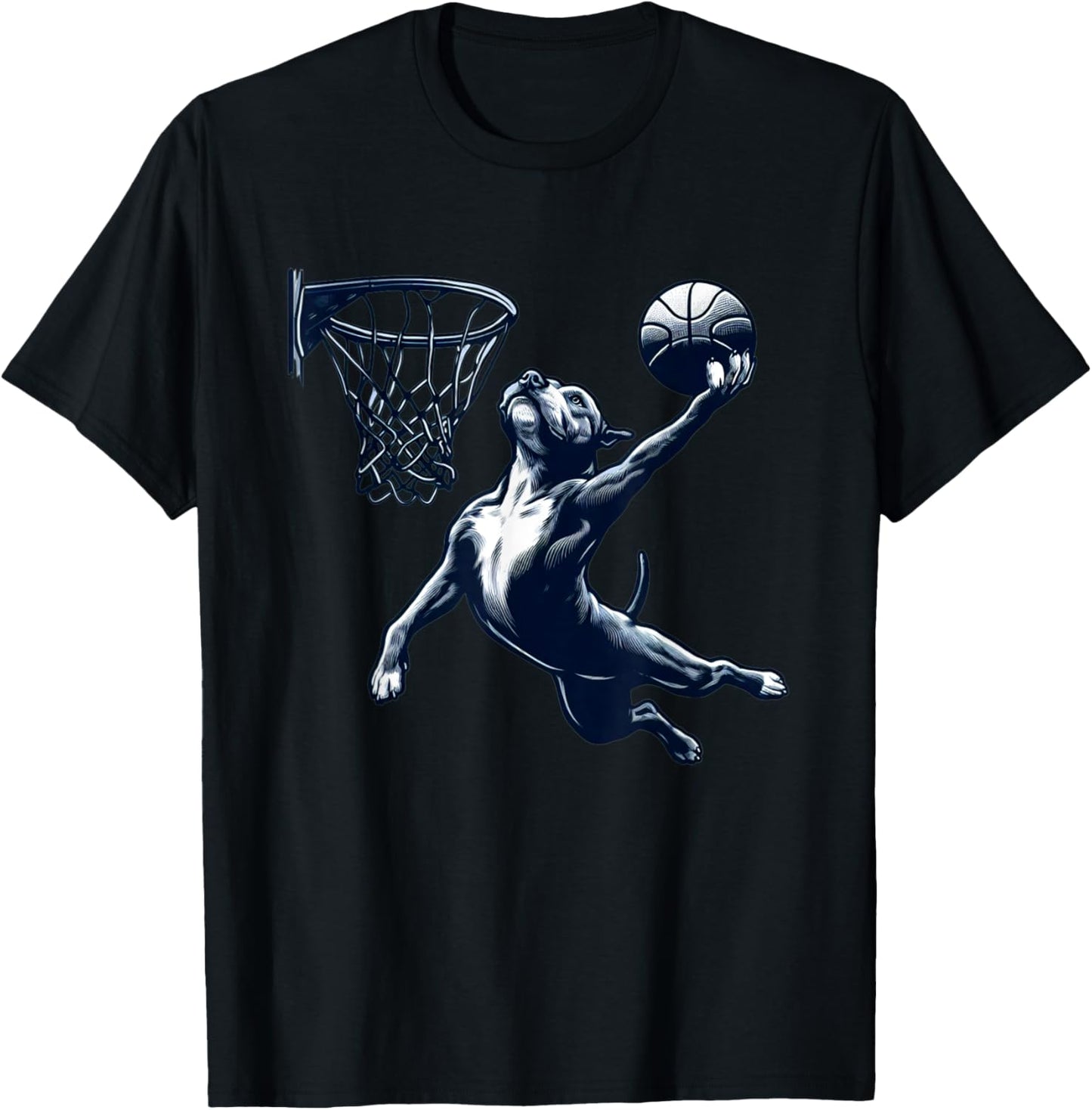 Pitbull Dunking Basketball Dog Playing Basketball Sports T-Shirt