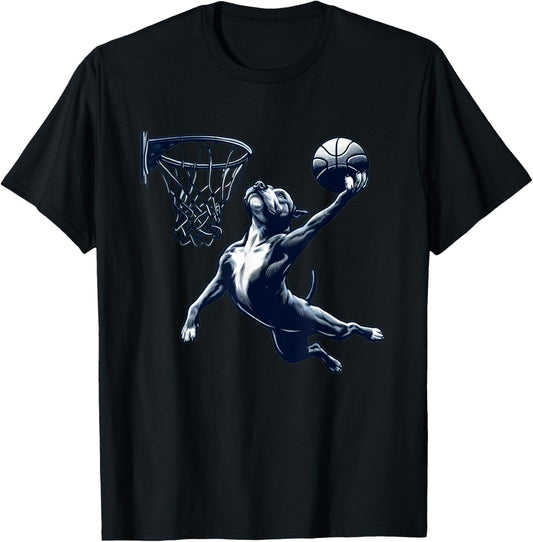 Pitbull Dunking Basketball Dog Playing Basketball Sports T-Shirt