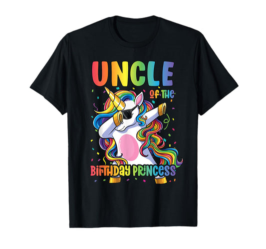 Uncle of the Birthday Princess Dabbing Unicorn Girl T-Shirt