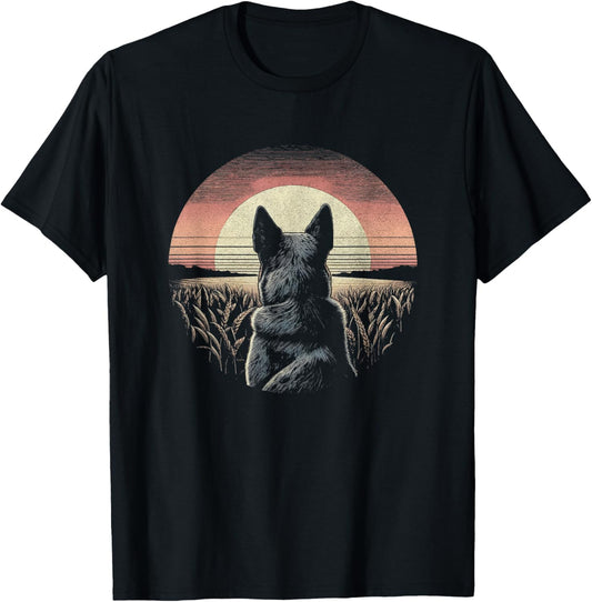 Vintage Australian Cattle Dog Blue Heeler Graphic Art Design T-Shirt
