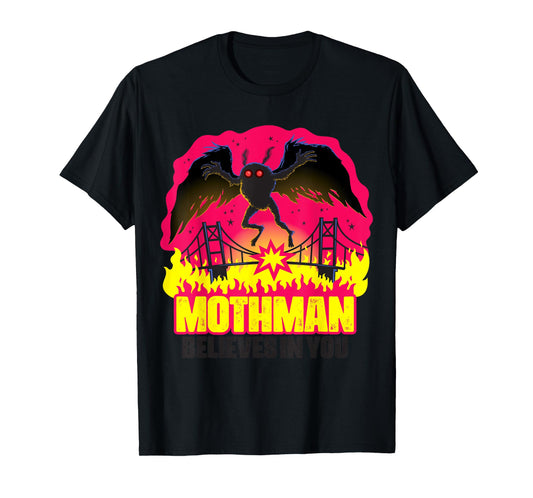 Mothman Believes In You Folklore Creepy Cryptid Creature T-Shirt