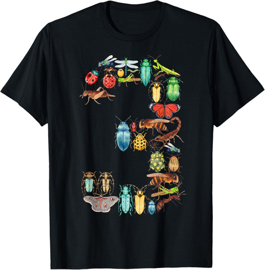 Toddler 3rd Birthday Bugs Insects Beetles Kids 3 Year Old T-Shirt