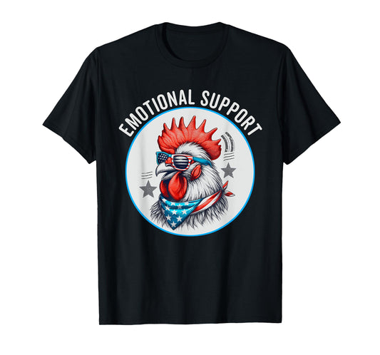 Chicken Emotional Support Cock with American Flag T-Shirt for Women Men