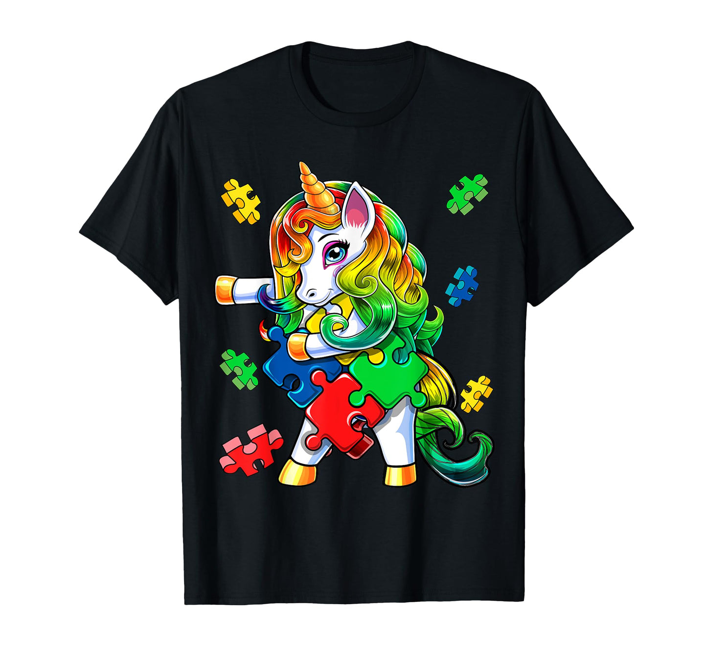 Autism Awareness Flossing Unicorn Puzzle Piece Gift for Kids T-Shirt