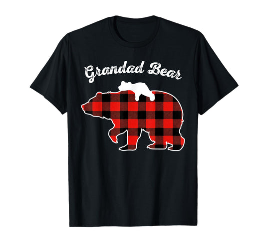 Grandad Bear Flannel Red Plaid Pajama Family Matching XMAS T-Shirt