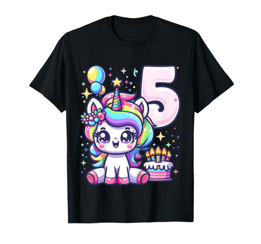 Kids Unicorn 5th Birthday 5 Year Old Unicorn Party Girls Outfit T-Shirt