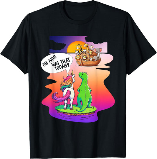 Noah Ark Unicorn Dinosaur Lover Christian Jesus Catholics T-Shirt