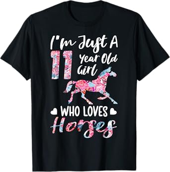 girls 11th Birthday Horse tee for 11 Year Old Girls T-Shirt