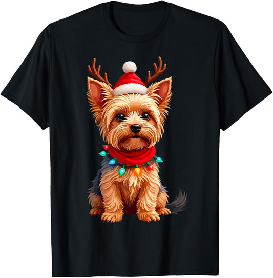 Yorkshire Terrier Santa Reindeer Christmas Yorkie Dog Lover T-Shirt
