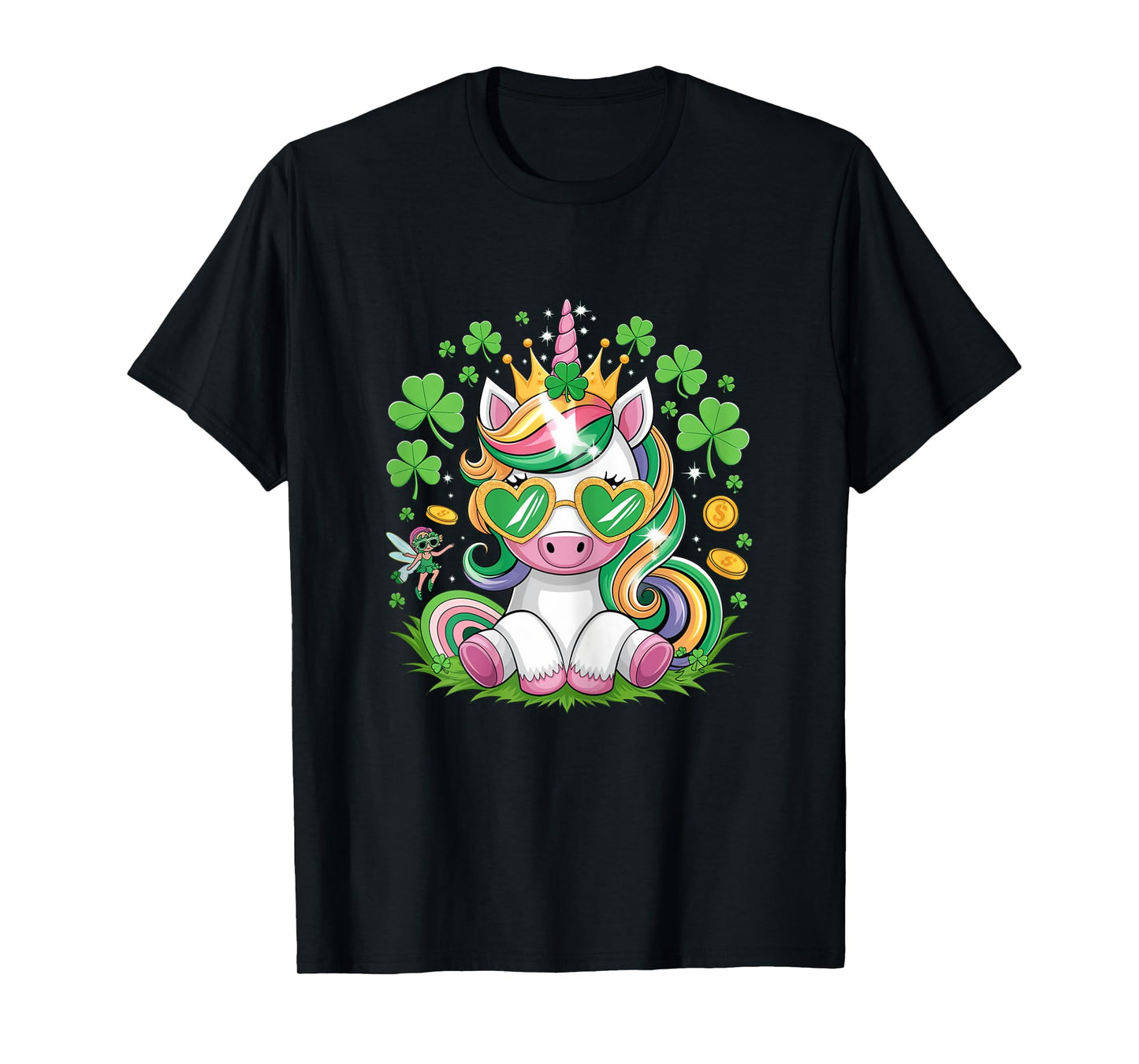 Cute Unicorn Shamrock St Patricks Day Girls Kids Lepricorn T-Shirt