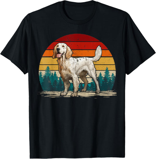 Vintage Style Distressed Retro English Setter Dog T-Shirt