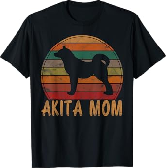 Retro Akita Mom Gift Akita Dog Owner Mother Pet Mama T-Shirt