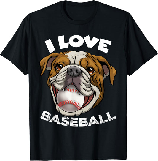 English Bulldog Baseball Bully Funny Cute Bulldog Dog T-Shirt