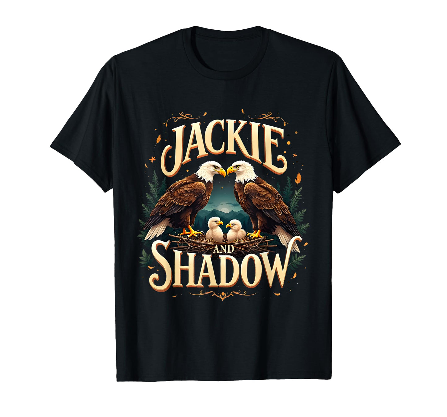 Vintage Jackie and Shadow Bald Eagle Family Graphic Design T-Shirt