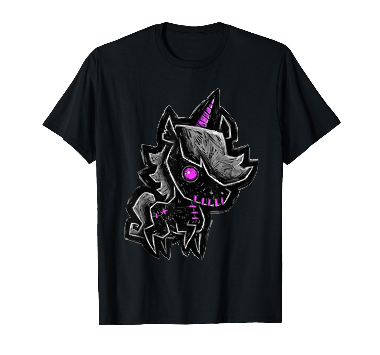 Creepy emo goth teen gothic unicorn graphic T-Shirt