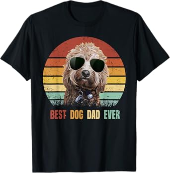 Vintage Best Dog Dad Ever Poodle Tshirt Father's Day Gifts T-Shirt for Men