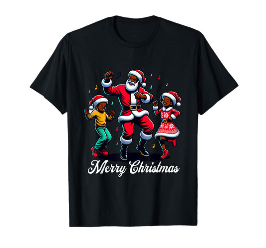 African American Christmas Family Santa Merry Christmas T-Shirt