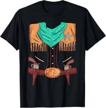 Funny Cowboy Western Halloween Costume Sheriff Vest Outfit T-Shirt