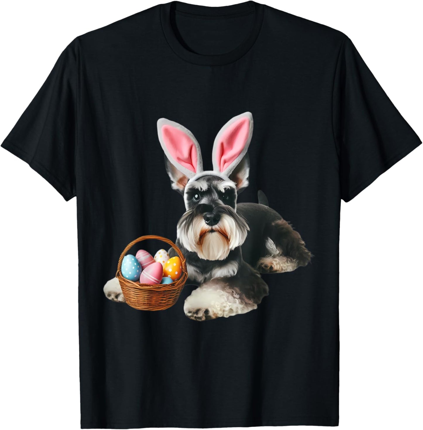 Cute Bunny Ear Miniature Schnauzer Dog Easter Eggs Owner Mom T-Shirt