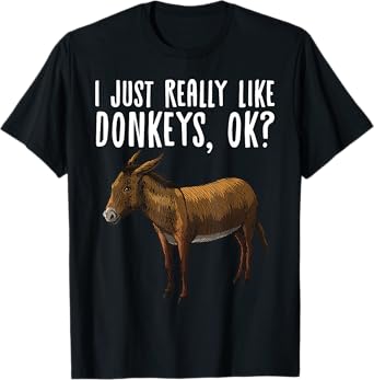 Funny Donkey Design For Men Women Mule Animal Farming Horse T-Shirt