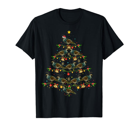 Quail Bird Xmas Tree Gift Santa Hat Quail Christmas T-Shirt