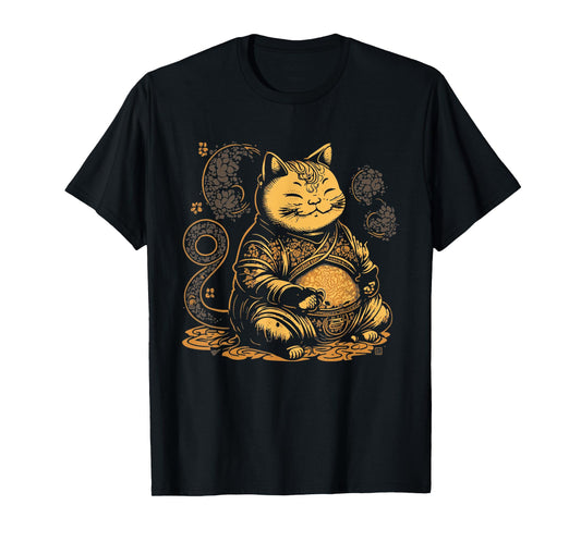Fat Buddha Cat Mindfulness Yoga Artistic Men Women Girls Kids T-Shirt