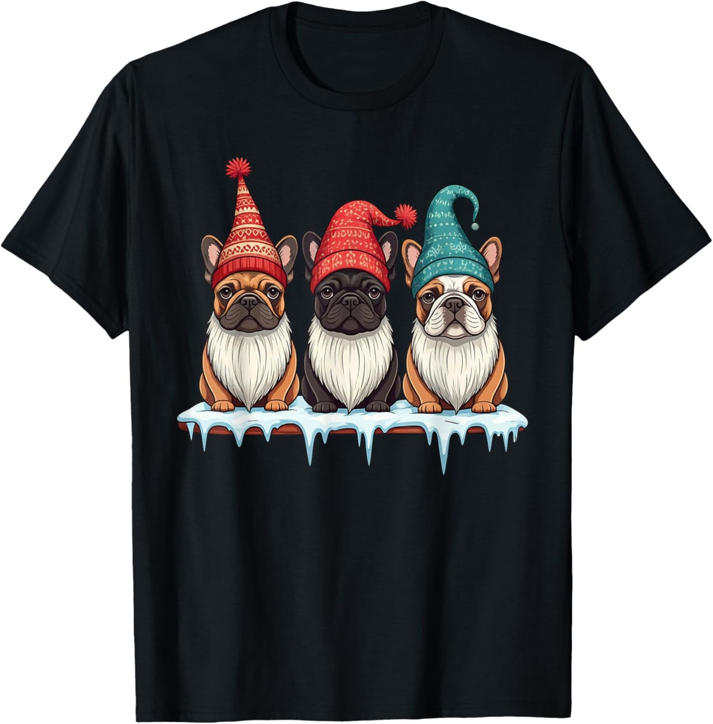 Funny French Bulldog Gnomies Christmas Gnome Womens Mens T-Shirt