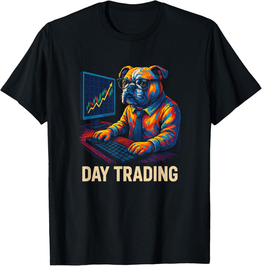 Day Trading Bulldog Funny Stock Market T-Shirt
