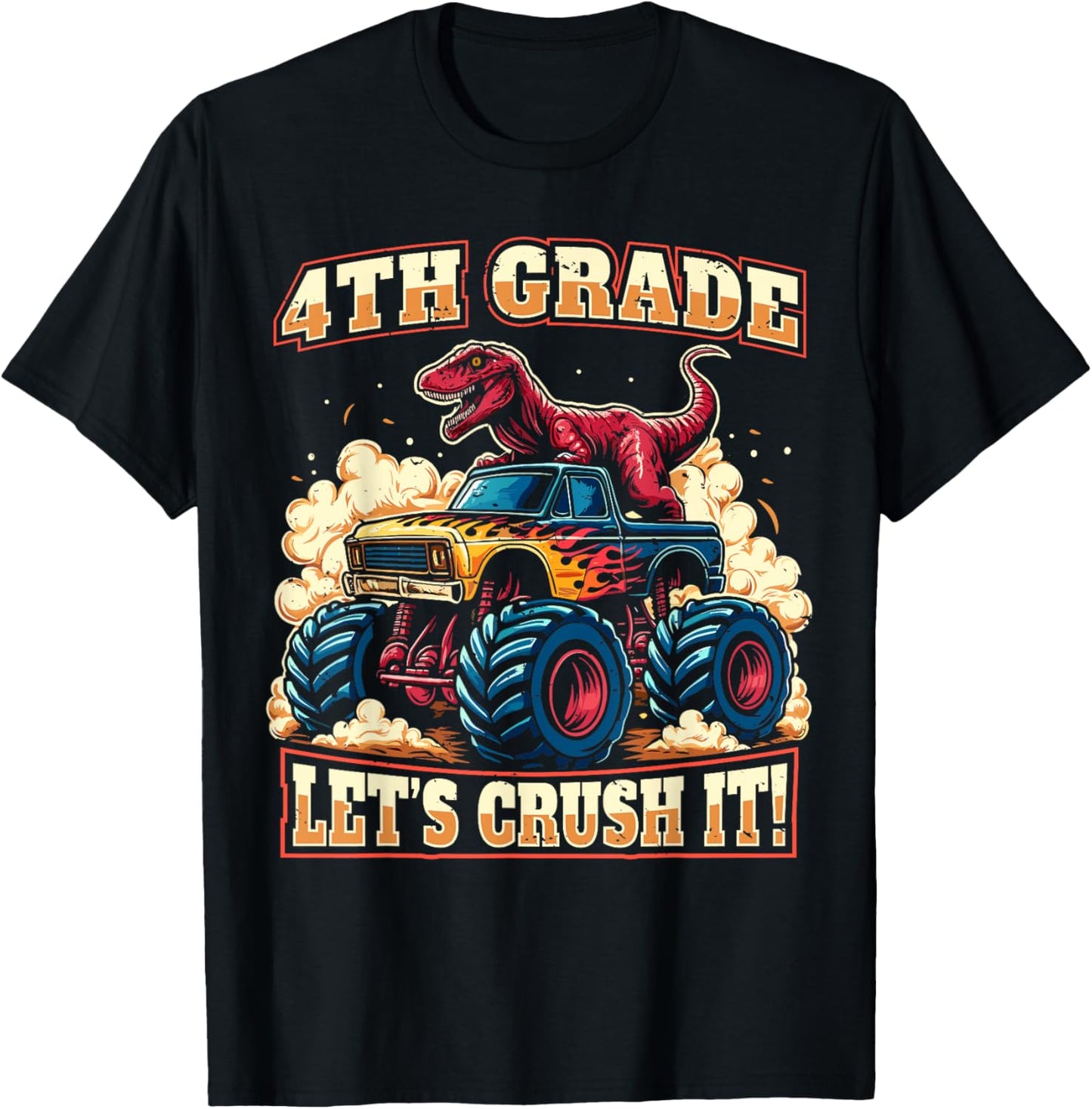 Crush 4th Grade Dinosaur Monster Truck Back To School Boys T-Shirt