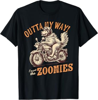 Golden Retriever Dog Biker Motorcycle Rider Outta My Way T-Shirt