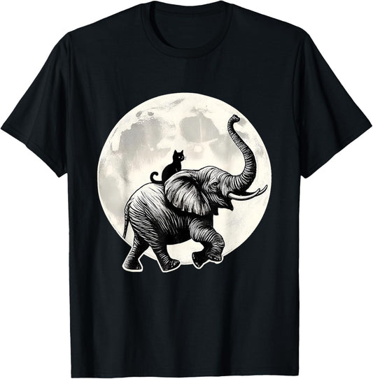 Cat Sitting Elephant Animal Elephant Lovers in The Moon T-Shirt