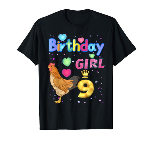 Kids 9Years Old Chicken Its my 9th birthday Girl Chicken T-Shirt