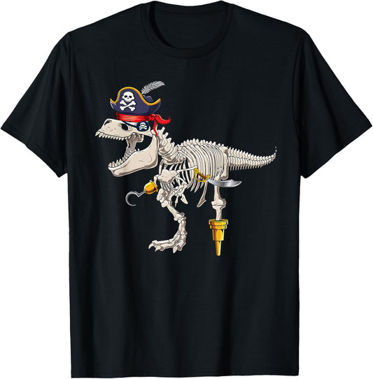 Skeleton T-Rex Dinosaur Pirate Trick or Treat Halloween Boys T-Shirt