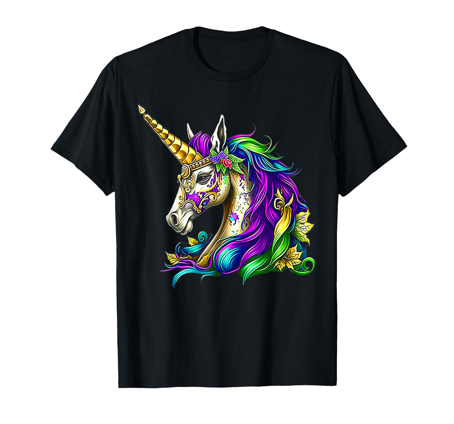 Happy Mardi Gras Unicorn Girls T-Shirt