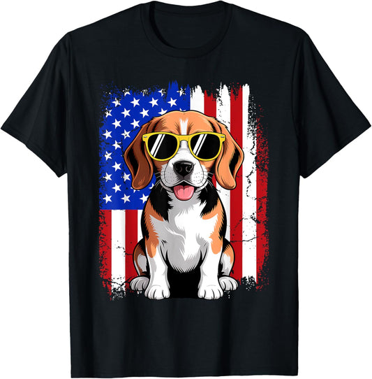 Patriotic Red White Blue Beagle Dog Fourth of July Men T-Shirt