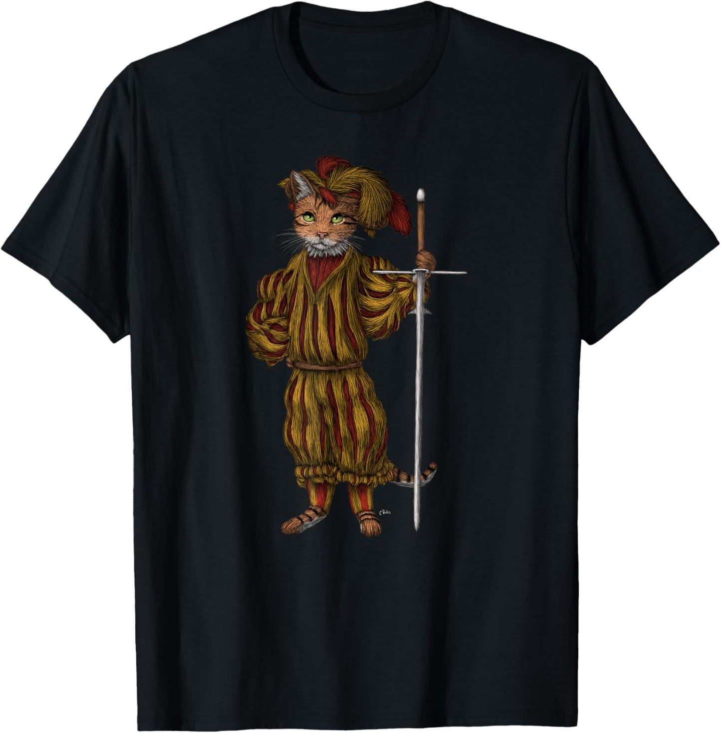German Landsknecht Cat Renaissance Zweihander Sword HEMA T-Shirt