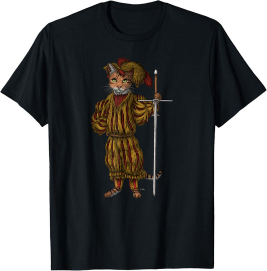 German Landsknecht Cat Renaissance Zweihander Sword HEMA T-Shirt