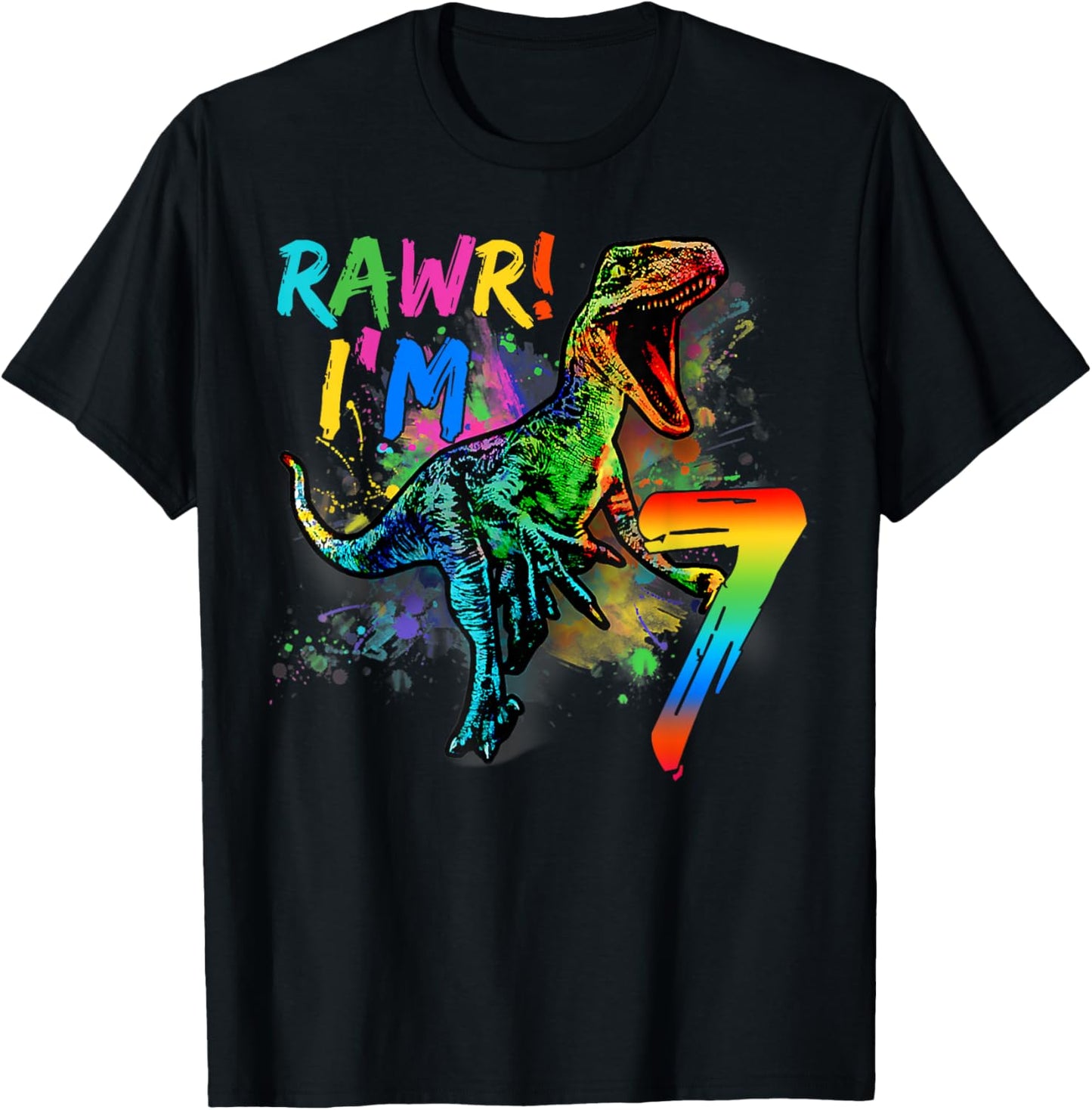 7 Year Old Shirt 7th Birthday Boy T Rex Dinosaur T-Shirt