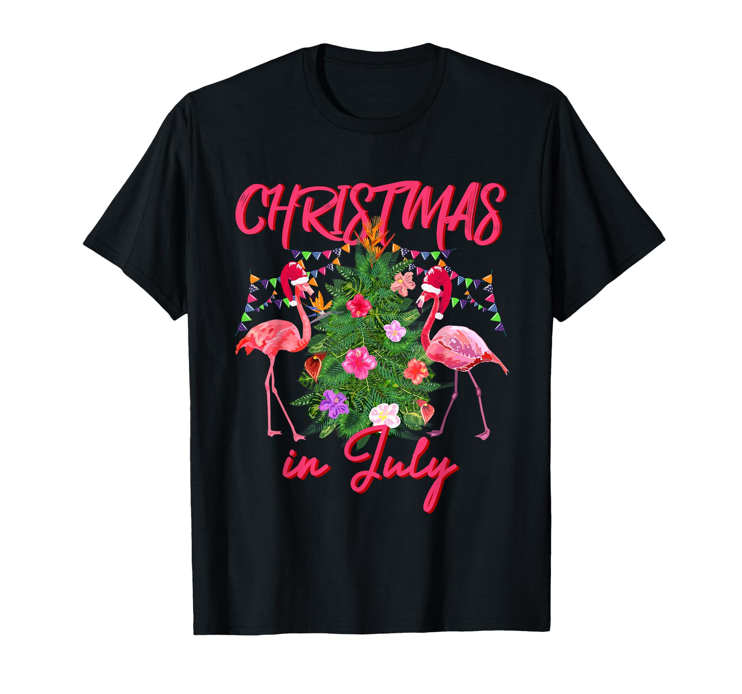 Funny Flamingo Tropical Christmas the Christmas in July T-Shirt