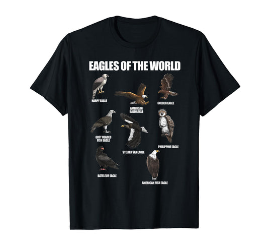 Eagles Of The World Educational Large Bird Animal T-Shirt