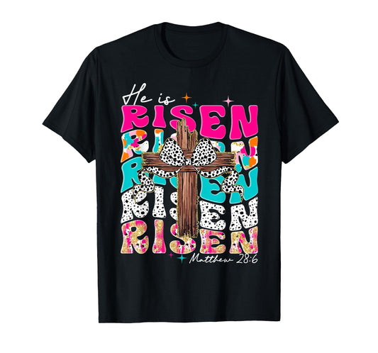 He Is Risen Cross Jesus Easter Christian Religious Women Men T-Shirt
