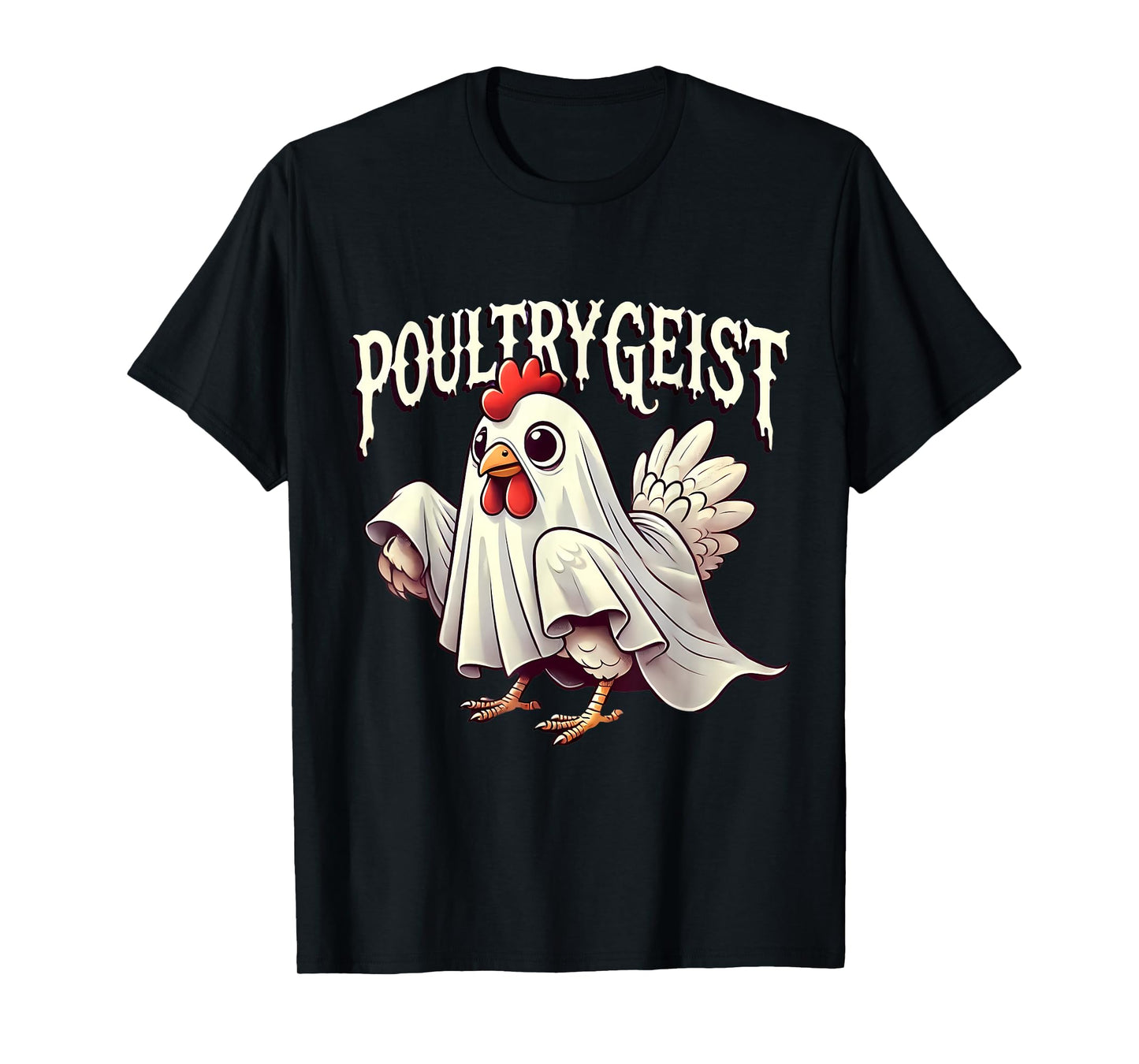 Chicken Ghost Poultrygeist Funny Halloween Farmer T-Shirt