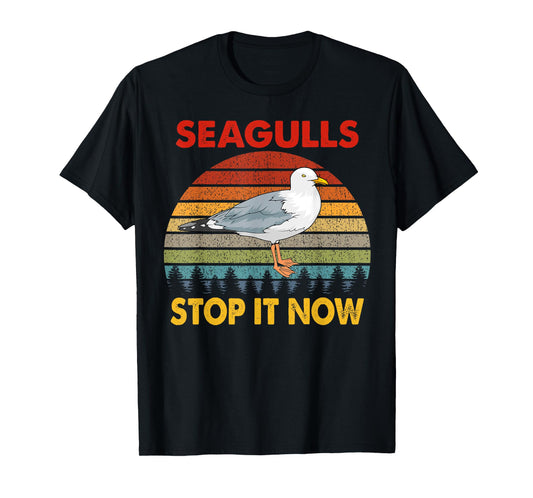 Seagulls Bird Lover Stop It Now Retro Vintage Funny Seagulls T-Shirt