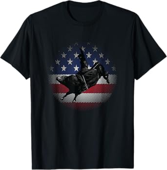 Bull Riding USA Flag Rodeo Gift For Cowboys T-Shirt