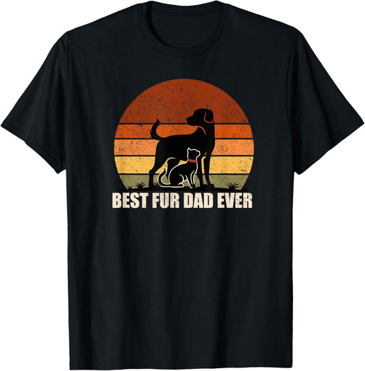 Funny Vintage Retro Best Fur Dad Ever for Dog And Cat Owner T-Shirt
