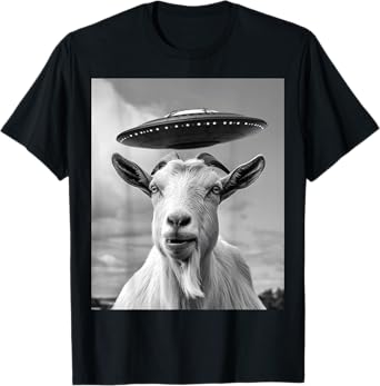 Goat Selfie With Alien UFO Funny Goat Gifts For Men Women T-Shirt