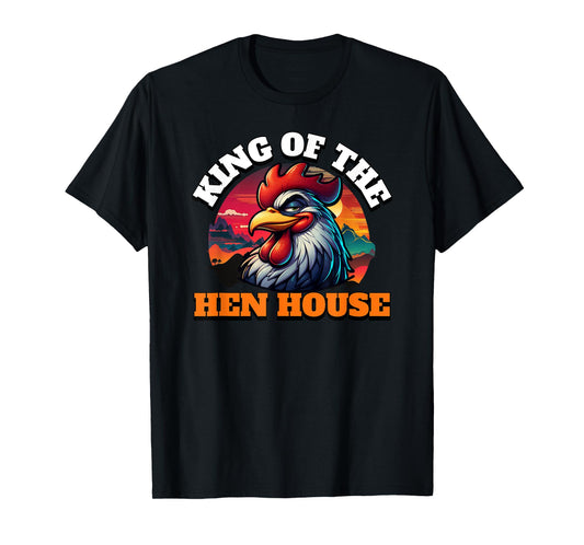 ArtisticRaccoon Funny Rooster King Of The Hen House T-Shirt - Black, Small, Unisex-Adult, Short Sleeve, T-Shirt